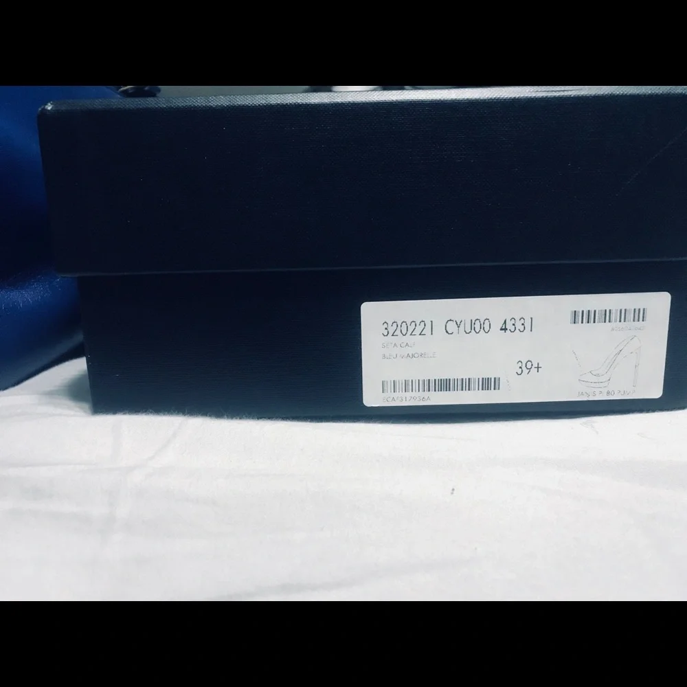 Saint Laurent Blue Seta Calf Heels 9 1/2 = 39 1/2 - Picture 7 of 7